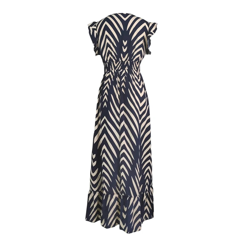 Casual Midi Skirt Elegant Arrow Stripe Print