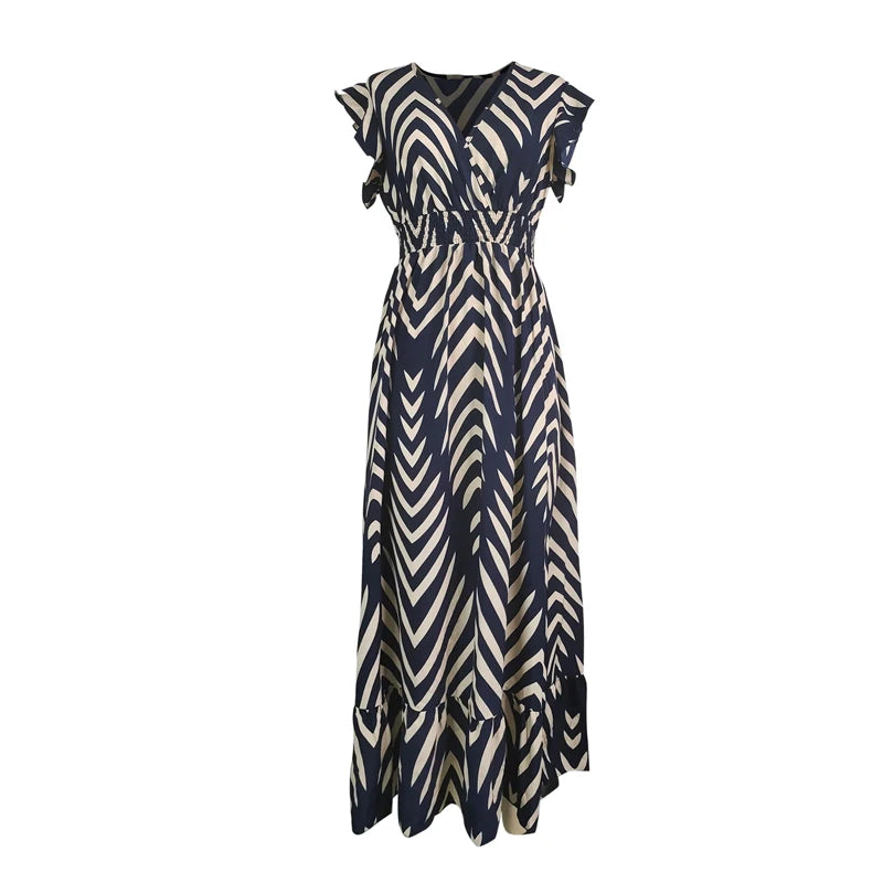 Casual Midi Skirt Elegant Arrow Stripe Print
