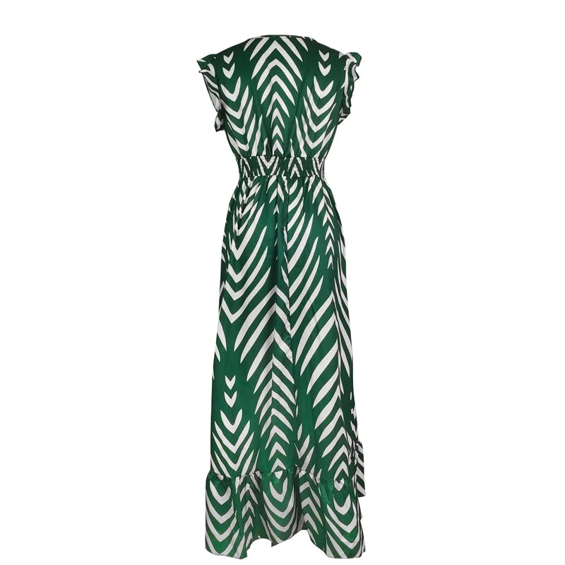 Casual Midi Skirt Elegant Arrow Stripe Print