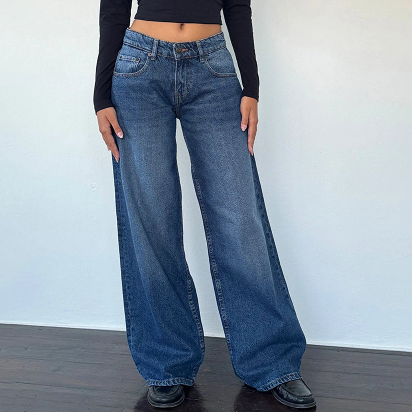Low Rise Casual Straight Leg Jeans Denim