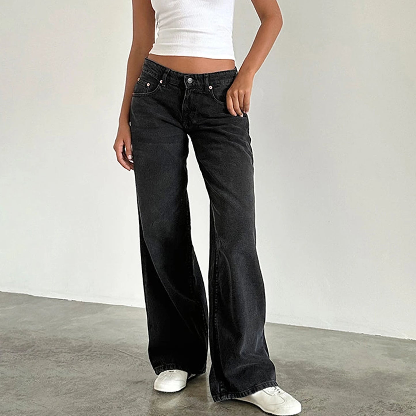Low Rise Casual Straight Leg Jeans Denim