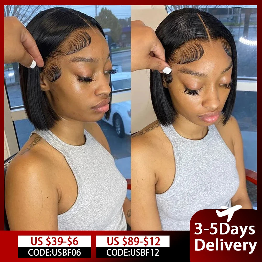 Straight Human Hair Brazilian Short Bob Wig