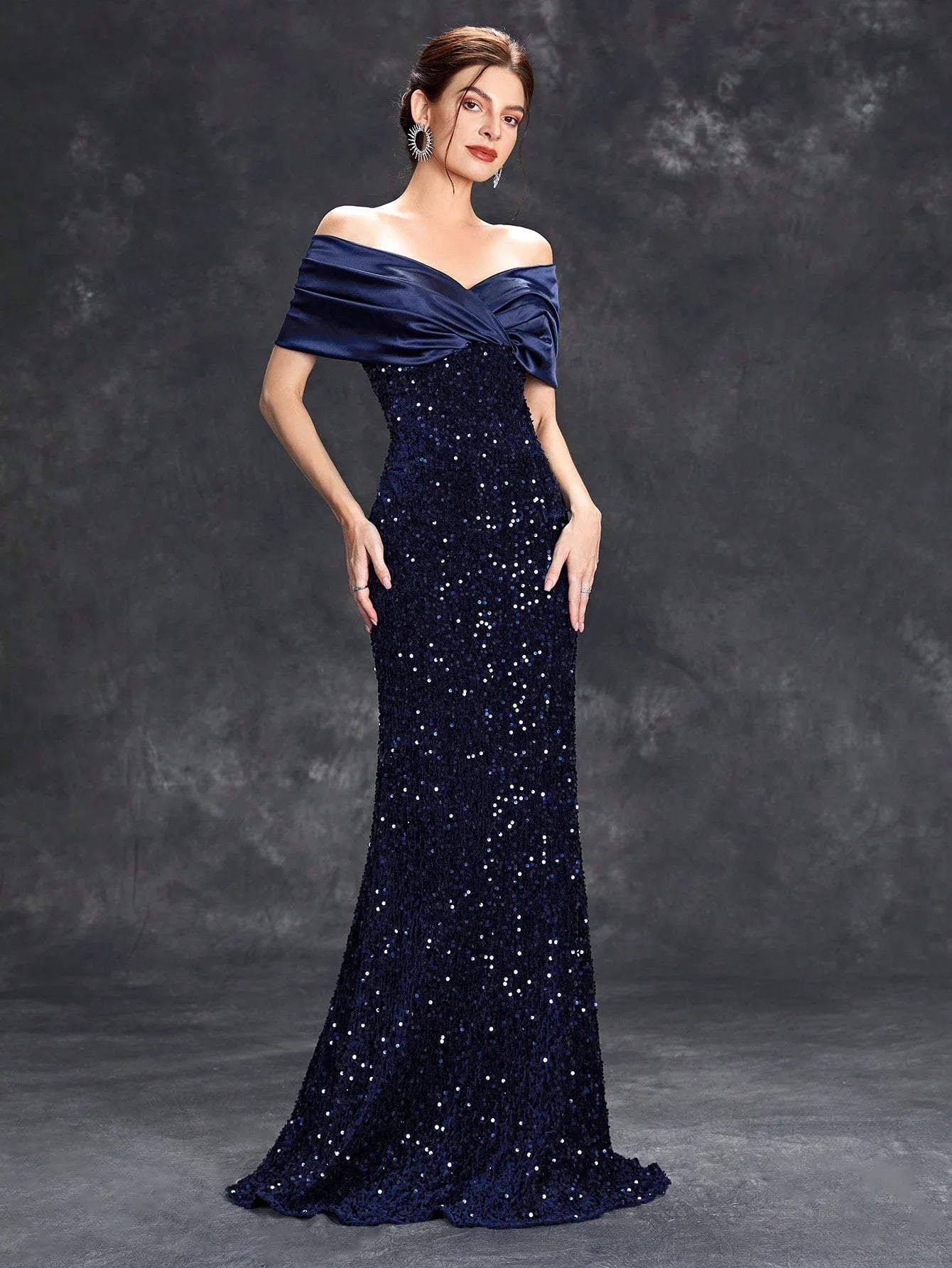 Sequin Velvet Fishtail Gown