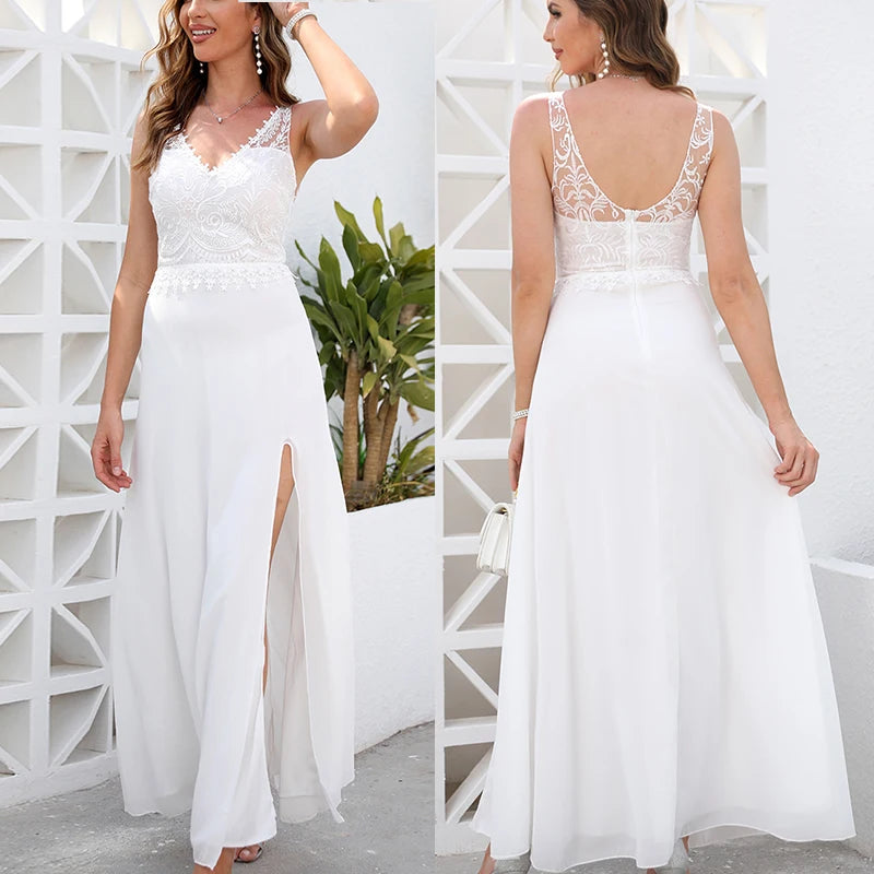 Elegant Spaghetti Strap Beach Boho Wedding