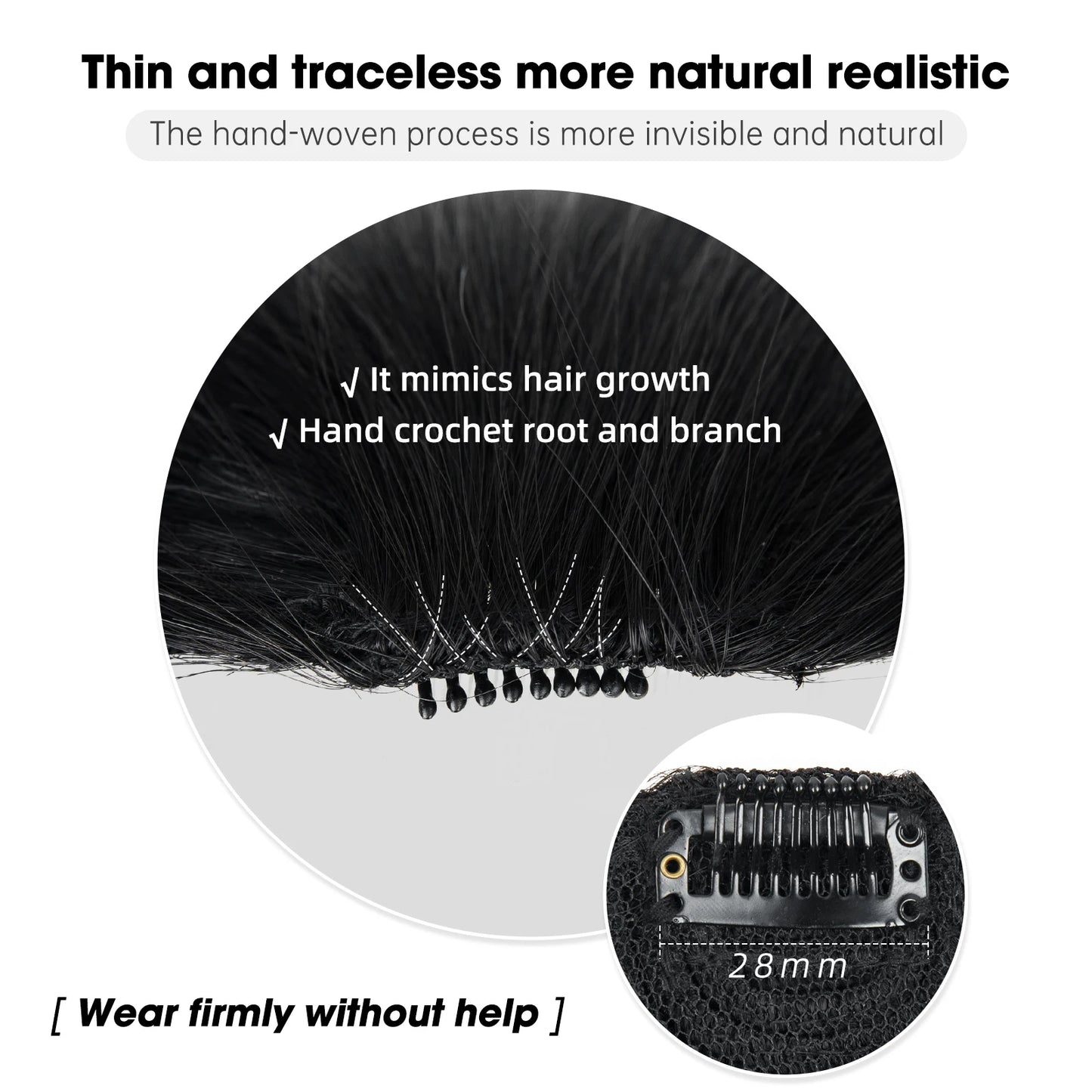 100% Human Invisible Hair Bangs