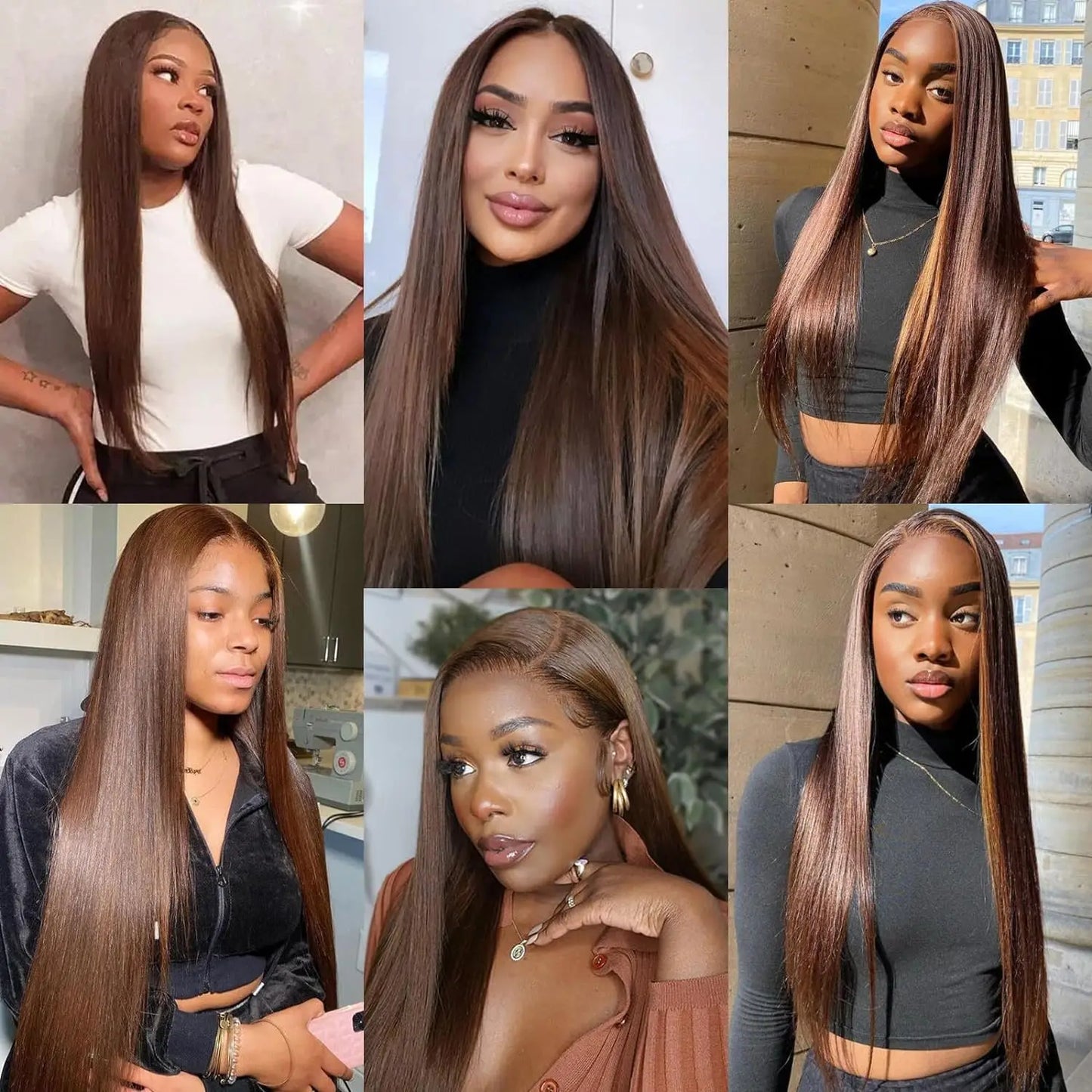 Chocolate Brown Straight Lace Front Wigs