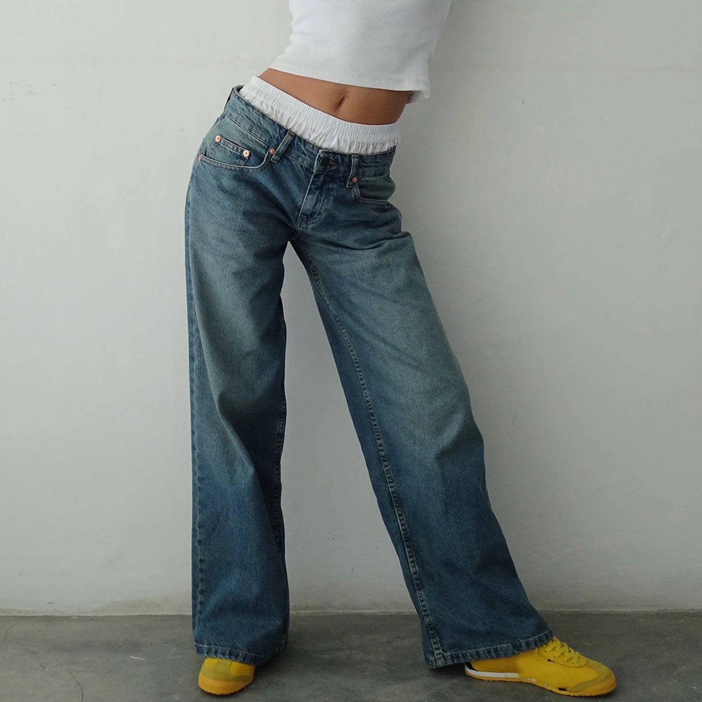 Low Rise Casual Straight Leg Jeans Denim
