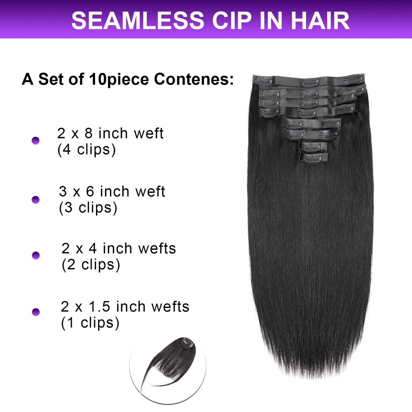 Clip in Bangs Hair Extensions Real Human Hair