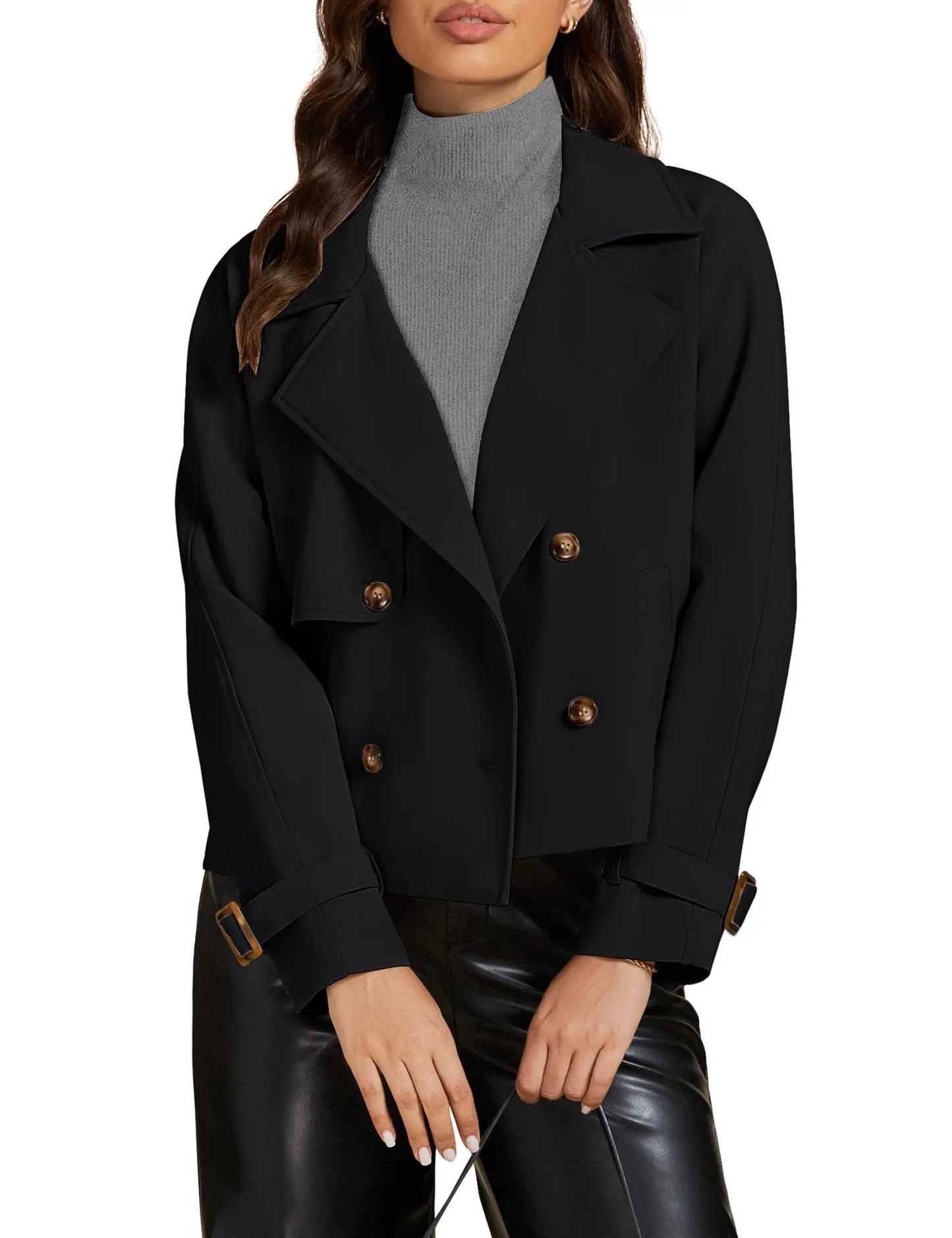 Luvamia cropped Trench Coat with Pockets
