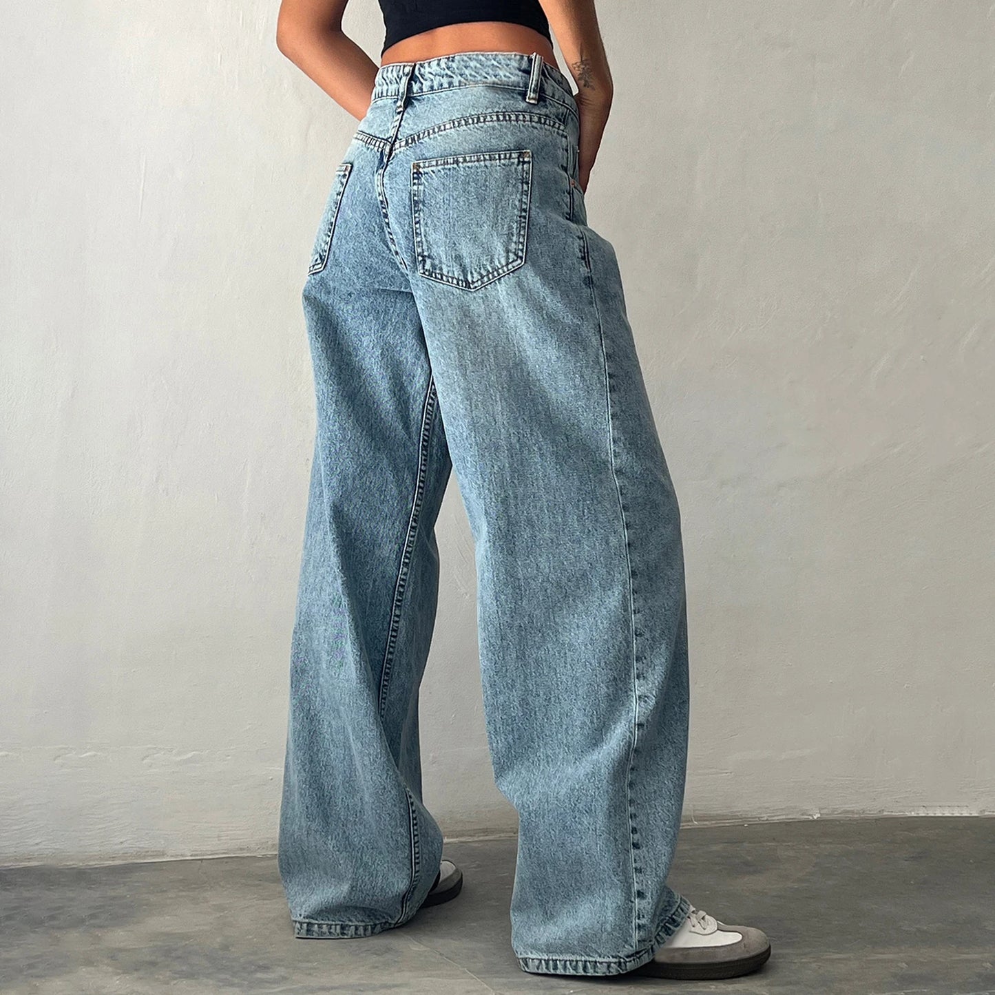 Low Rise Casual Straight Leg Jeans Denim