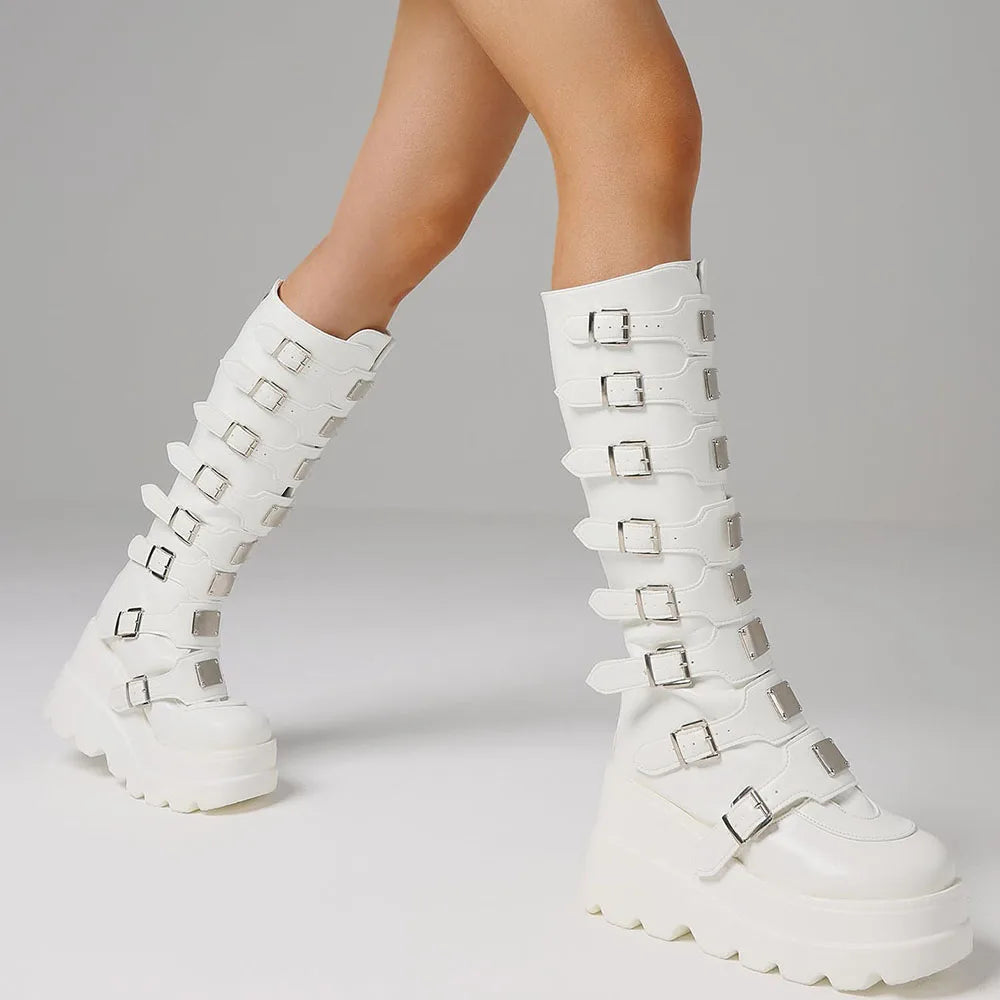 Punk Goth Knee High Boots