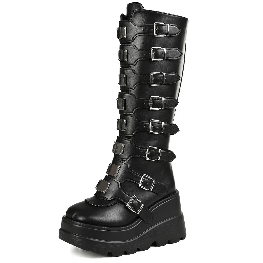Punk Goth Knee High Boots