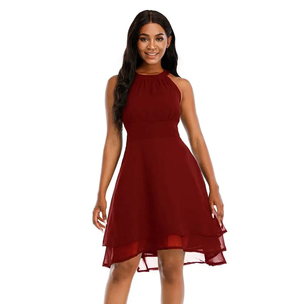 Solid Sleeveless Midi Dress