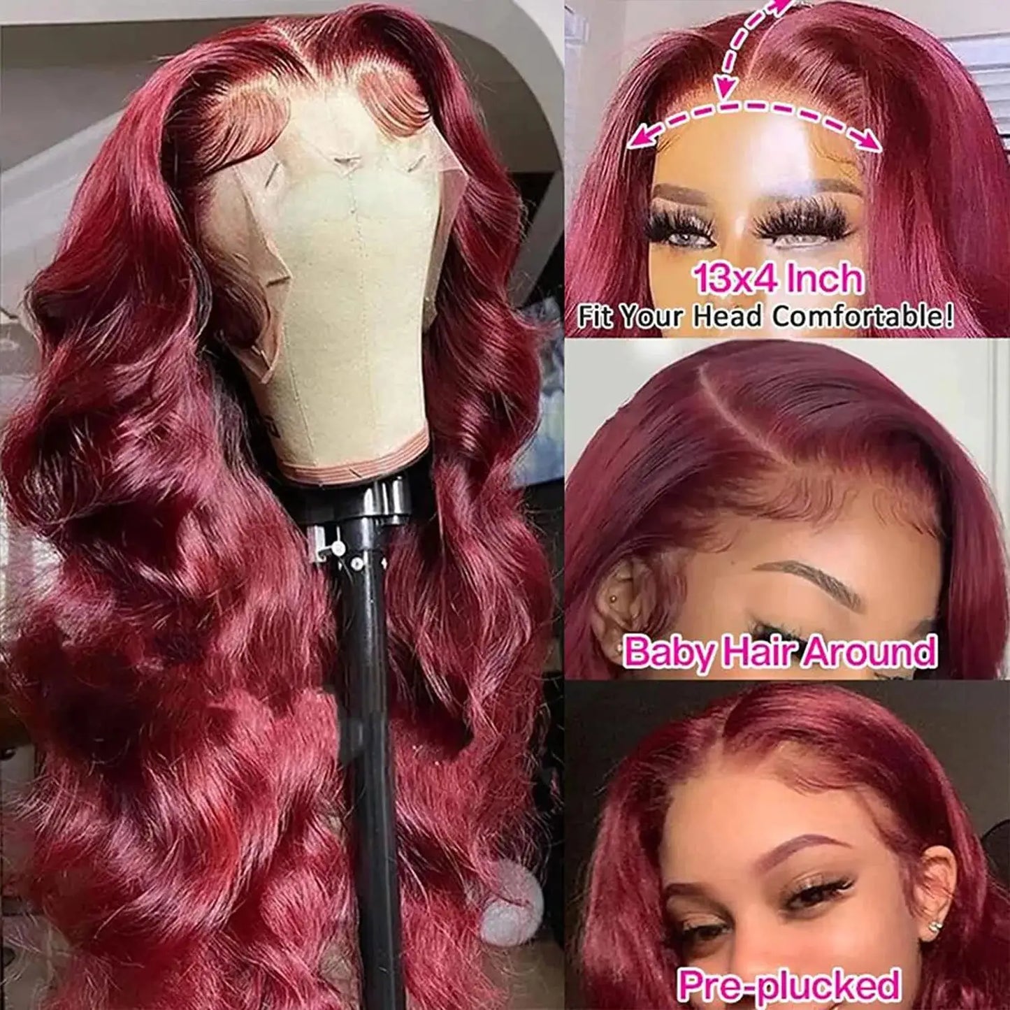 Body Wave Wig Burgundy 99J