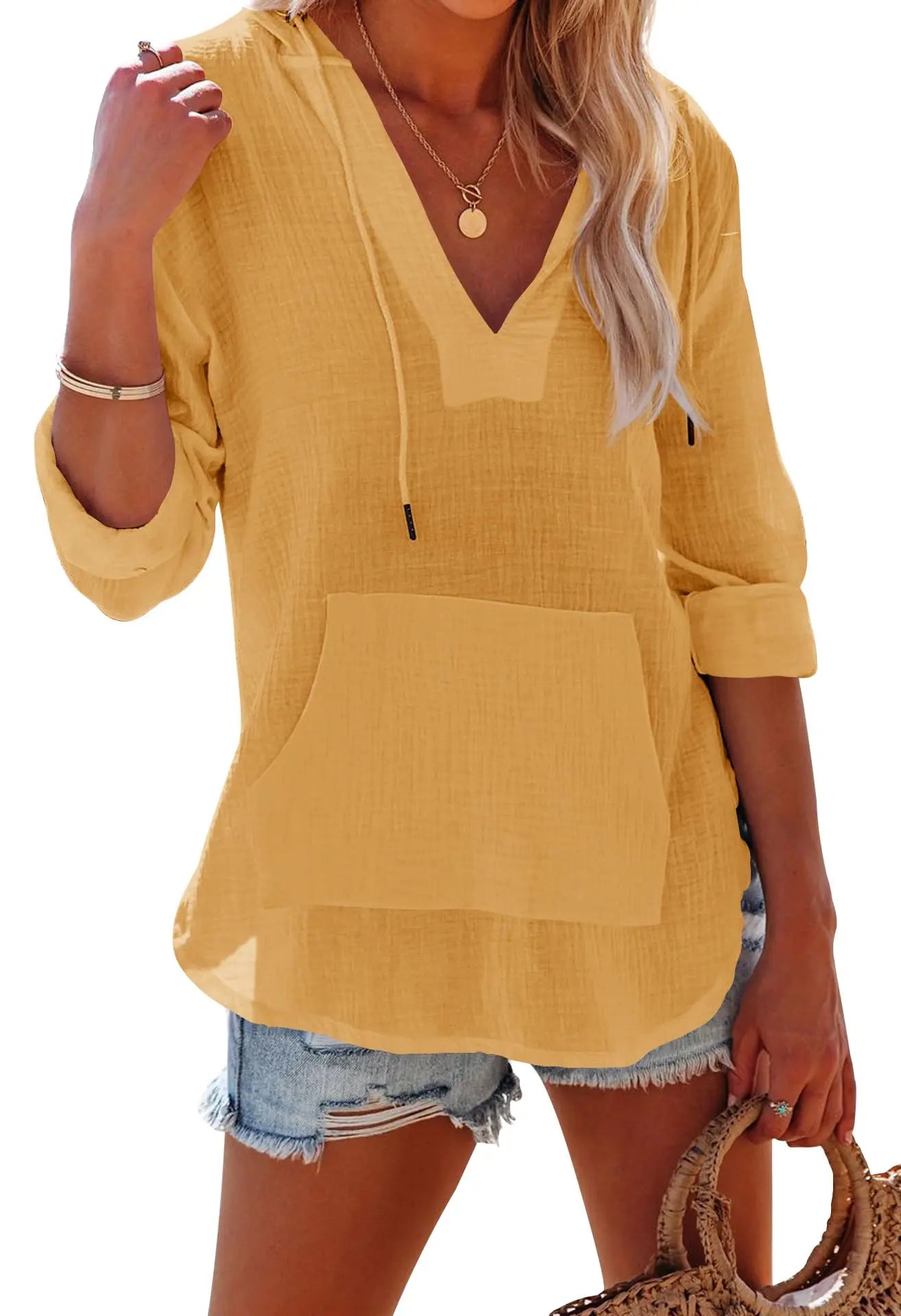 Women's Hooded Shirt With Pocket
