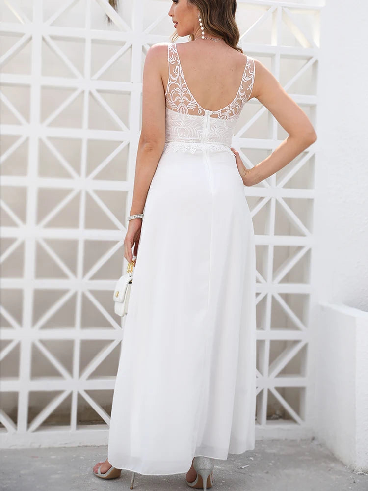 Elegant Spaghetti Strap Beach Boho Wedding