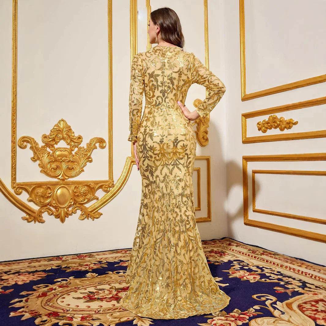 Women Sequin Long Sleeved Dress