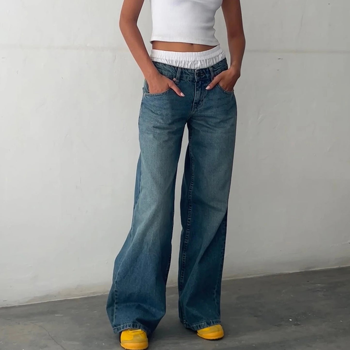Low Rise Casual Straight Leg Jeans Denim