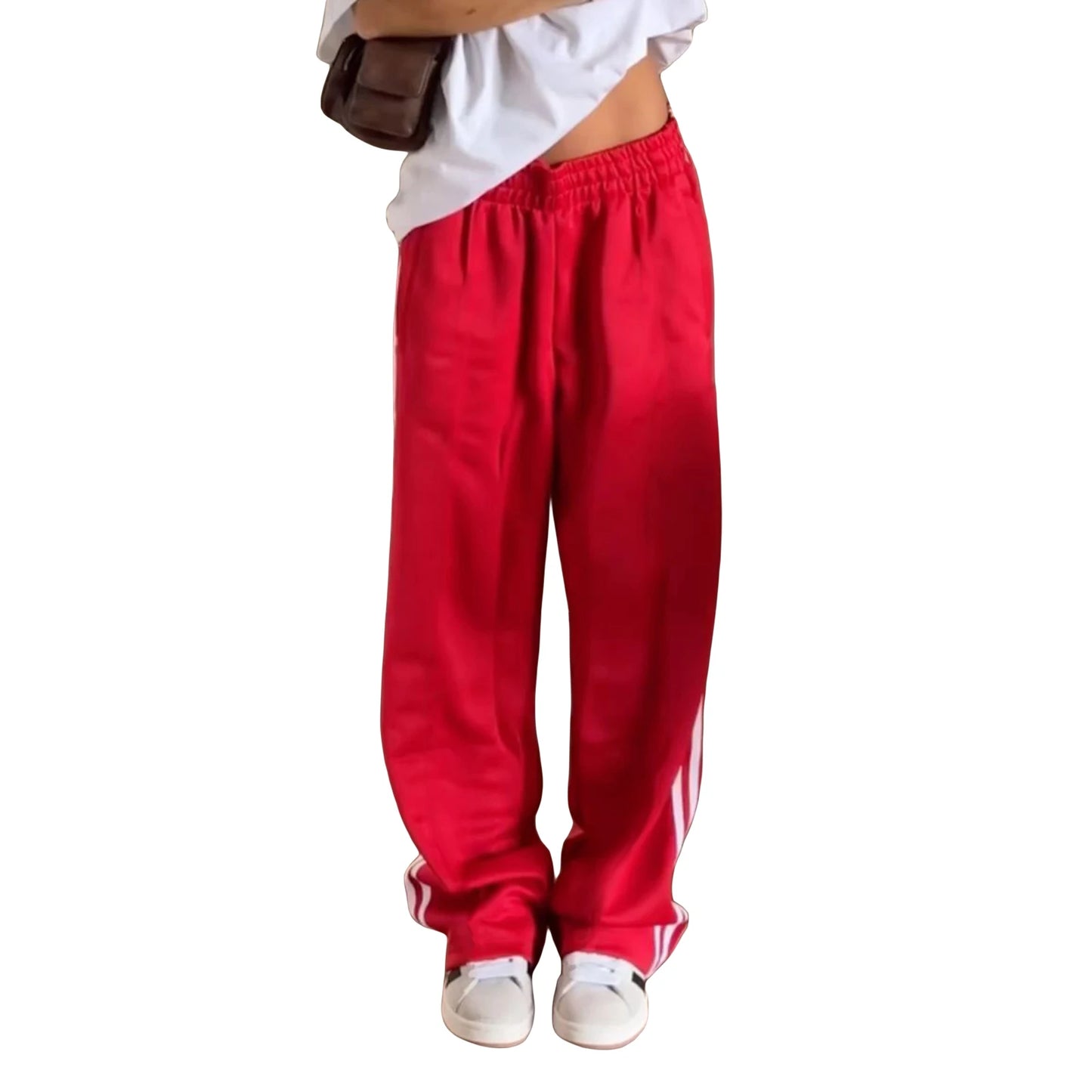Women's Striped Trousers with Drawstring and Side Pockets