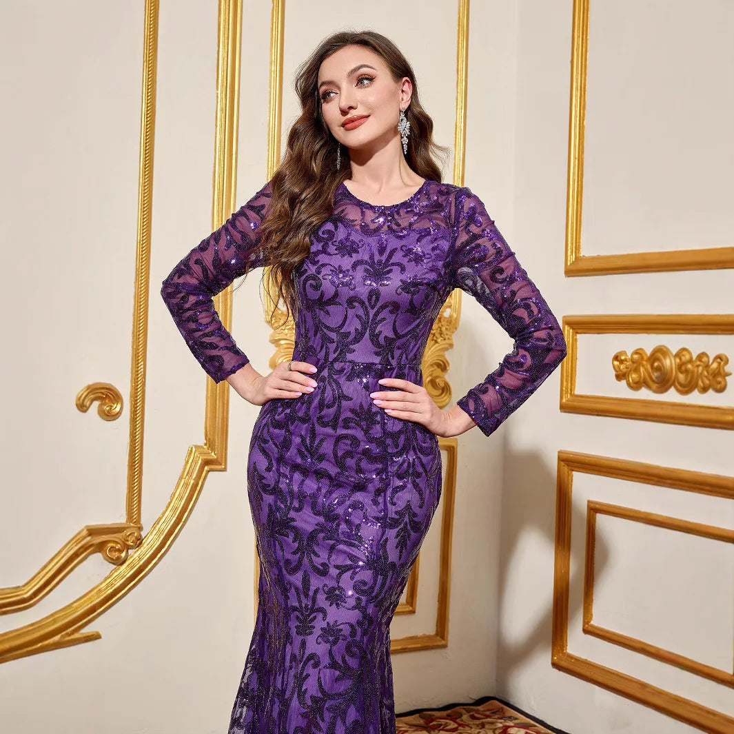 Women Sequin Long Sleeved Dress
