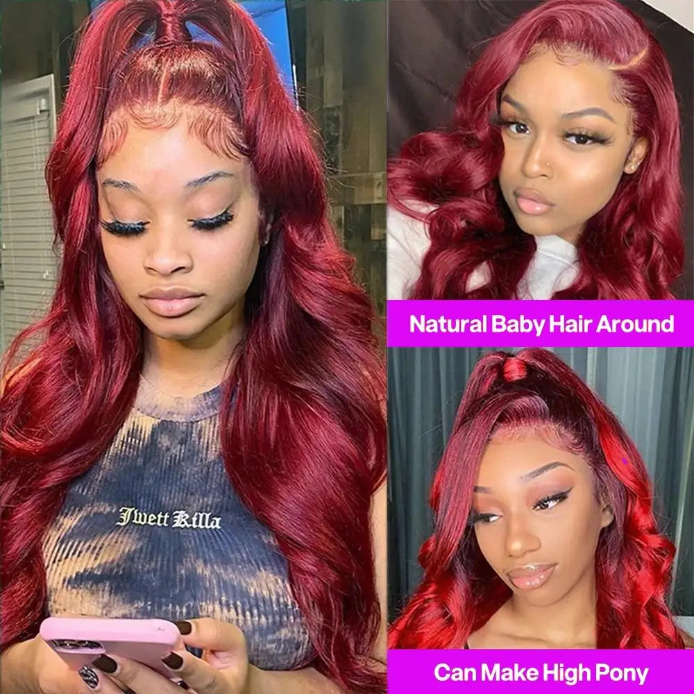 Body Wave Wig Burgundy 99J