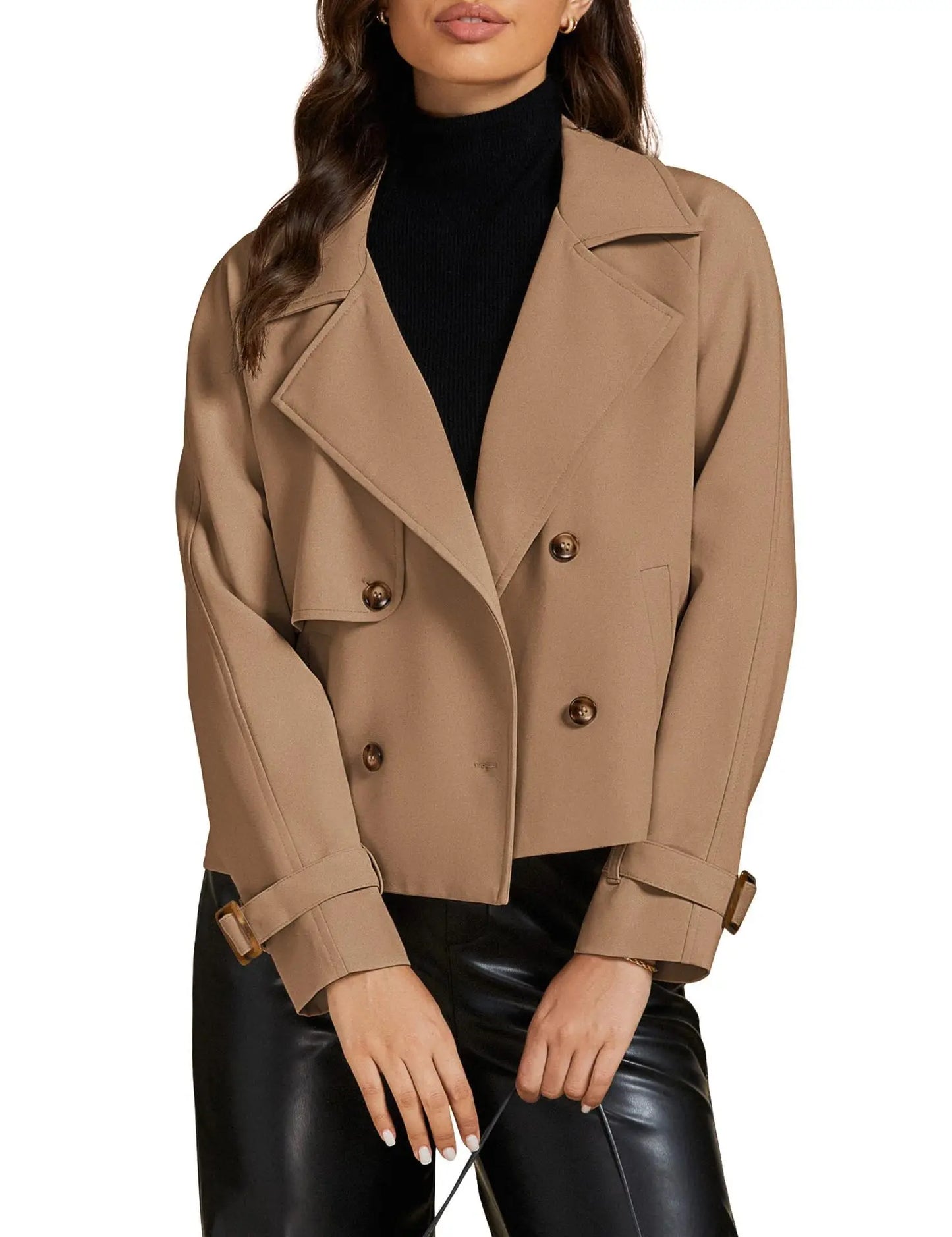 Luvamia cropped Trench Coat with Pockets
