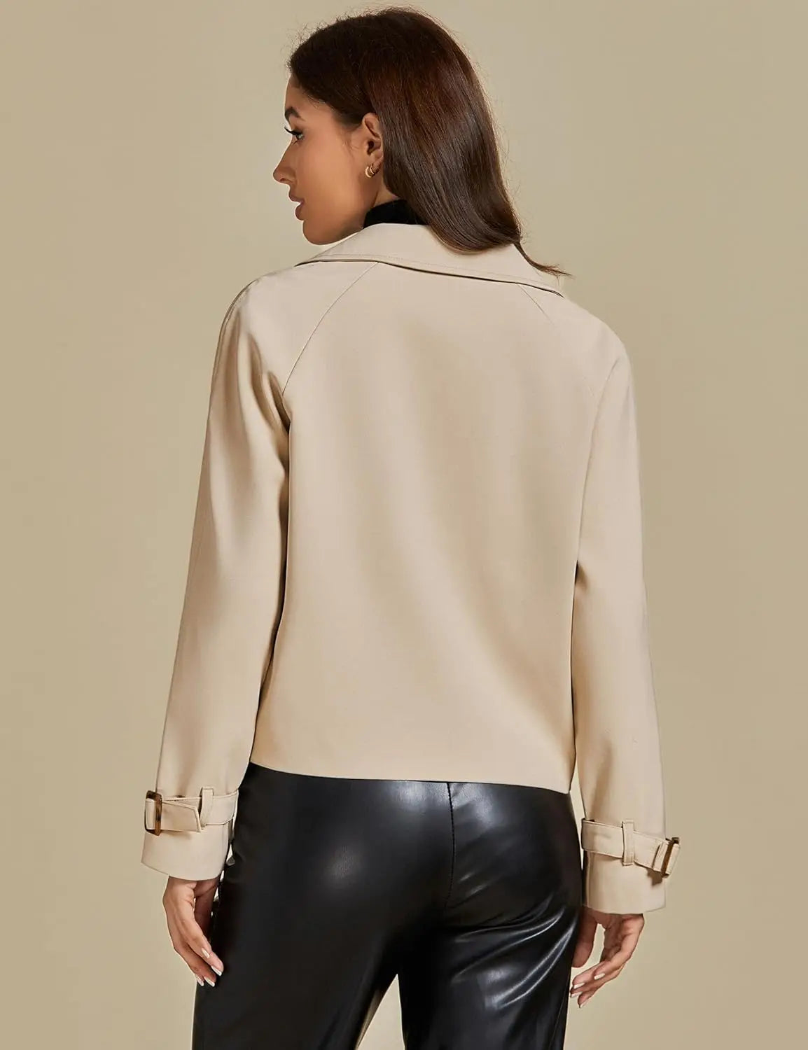 Luvamia cropped Trench Coat with Pockets