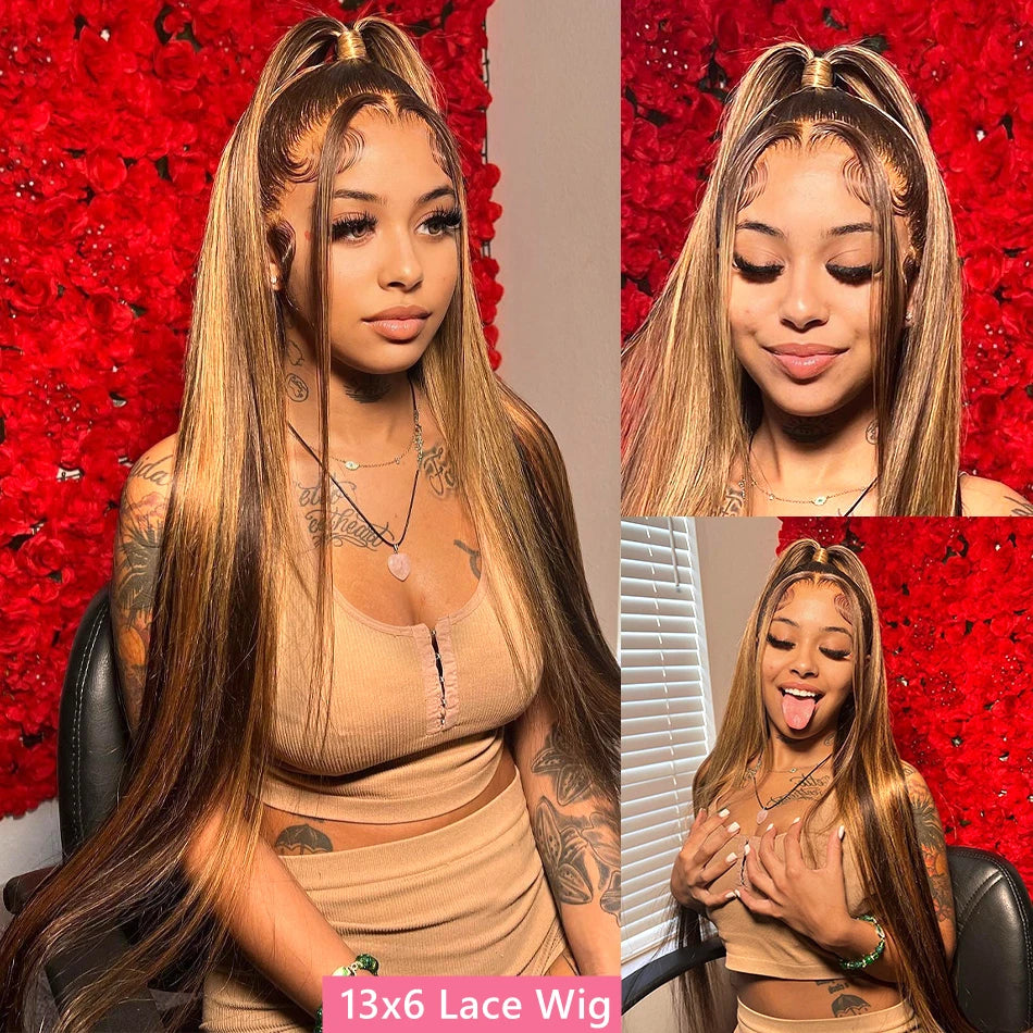straight highlight wig humanwi honey blonde