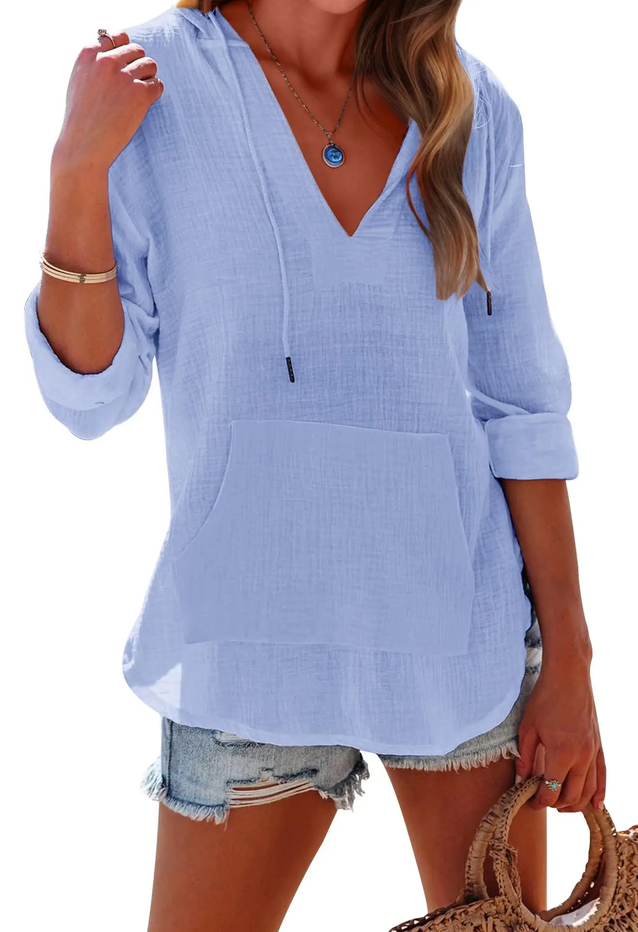 Women's Hooded Shirt With Pocket