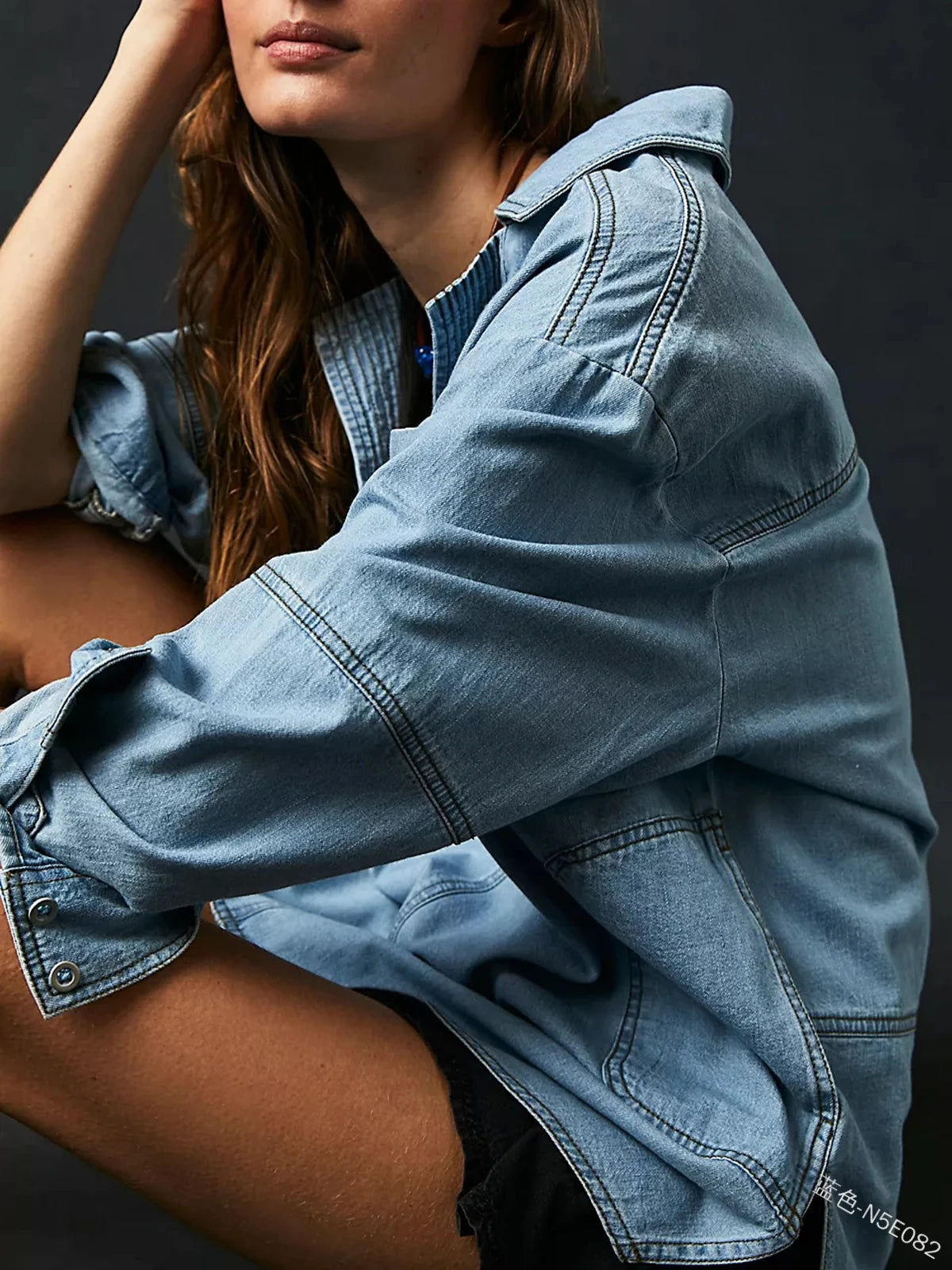 Women's Denim Casual Button Blouse