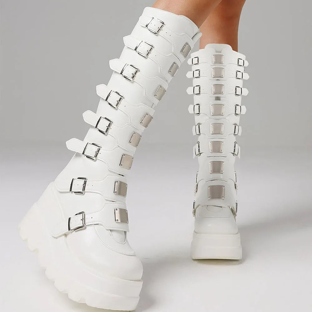 Punk Goth Knee High Boots