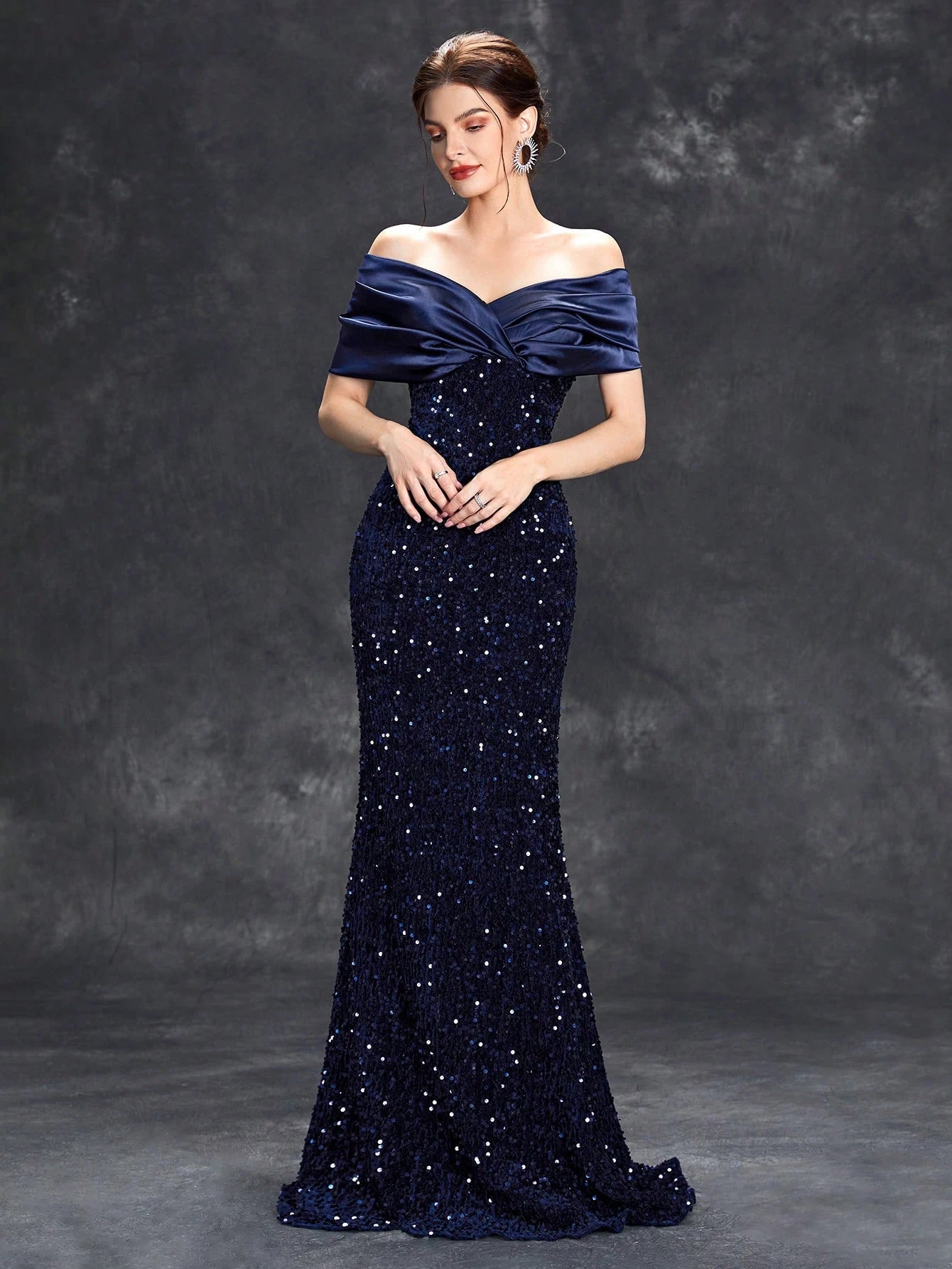 Sequin Velvet Fishtail Gown