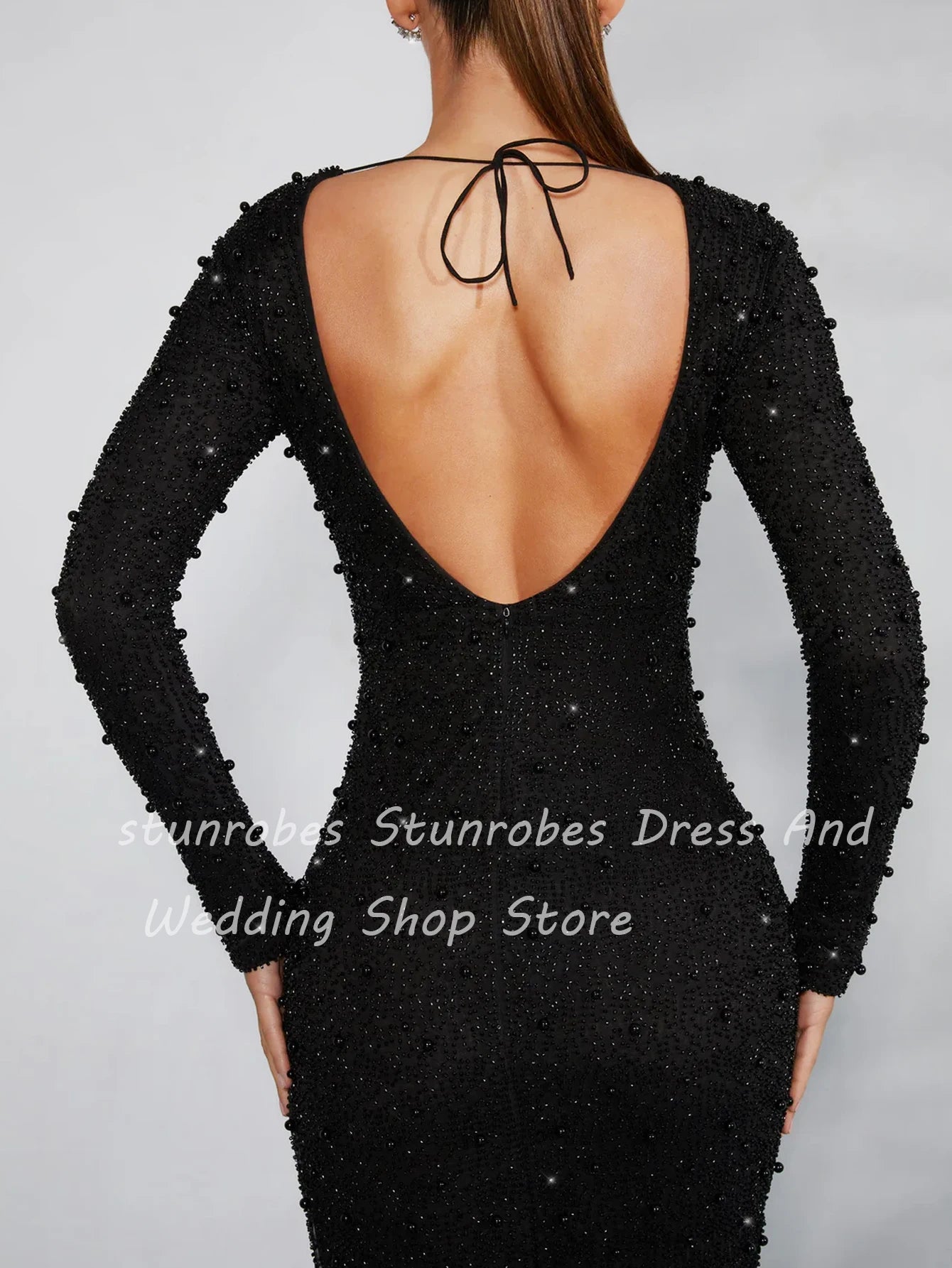 Embellished Backless Maxi Dress Black