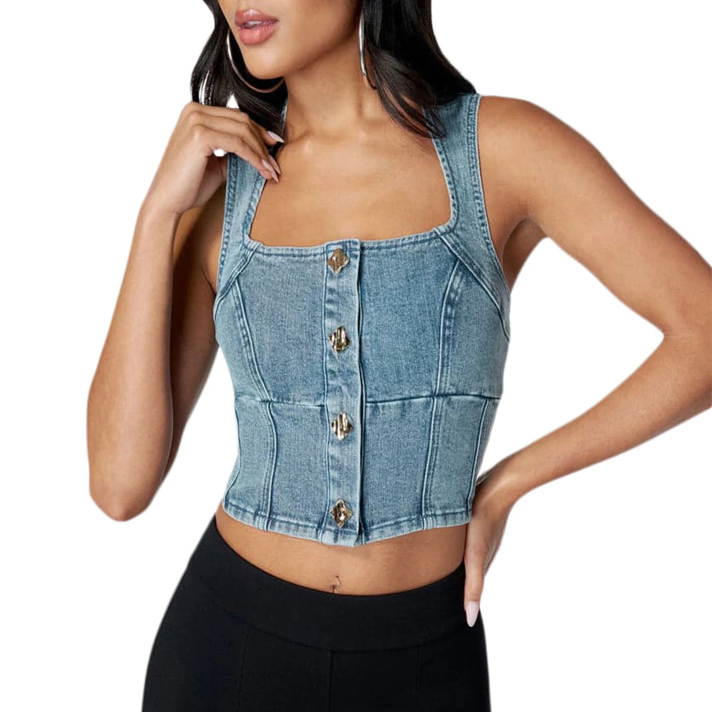 Denim Halter Tank Top