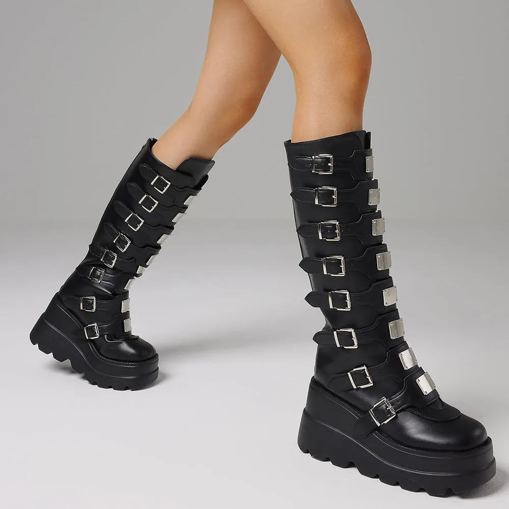 Punk Goth Knee High Boots