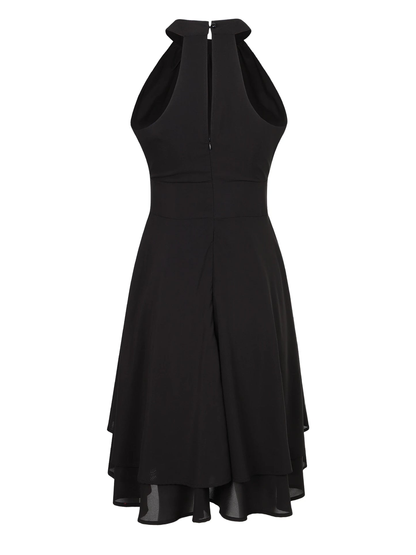 Halter Sleeveless Waist Black Evening Dress