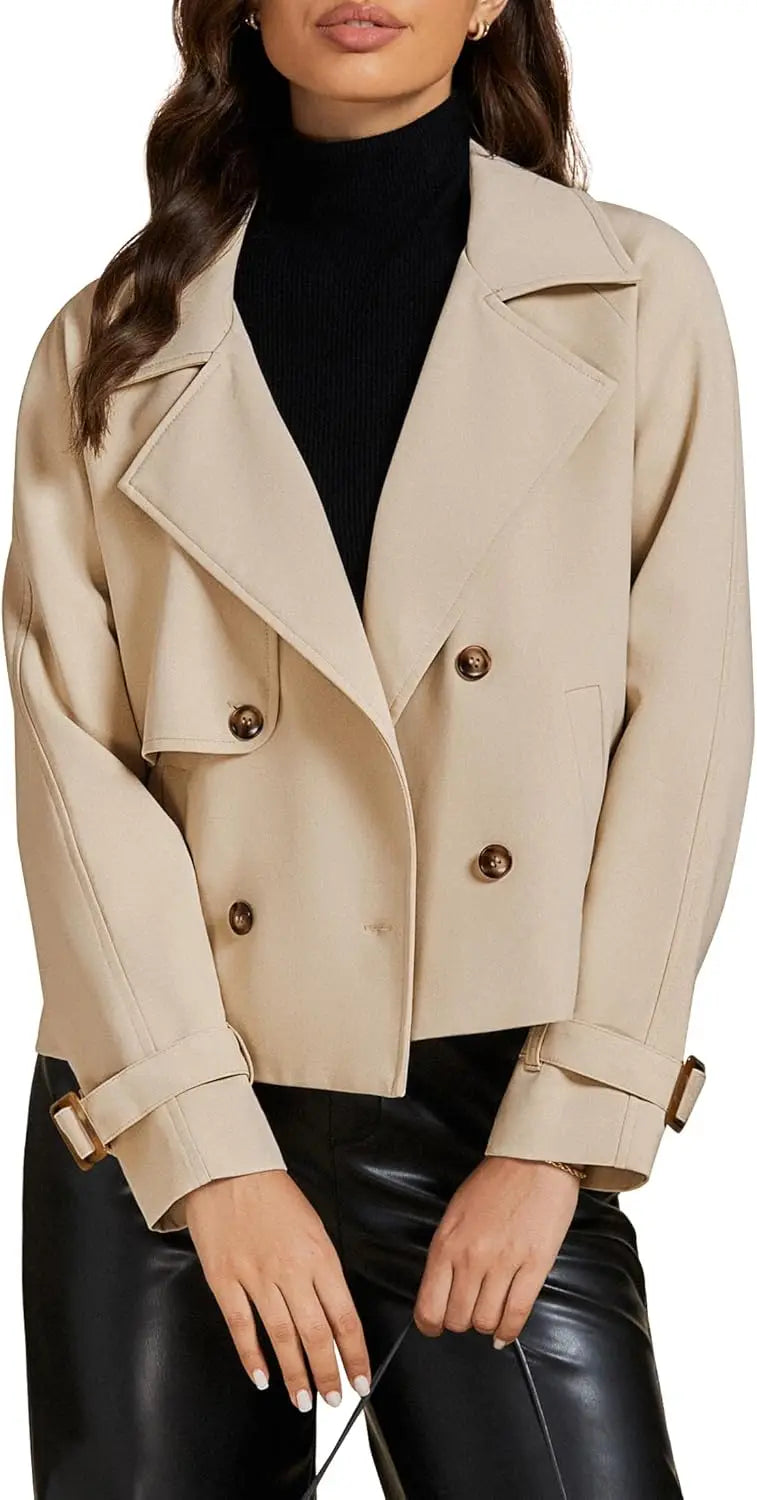 Luvamia cropped Trench Coat with Pockets
