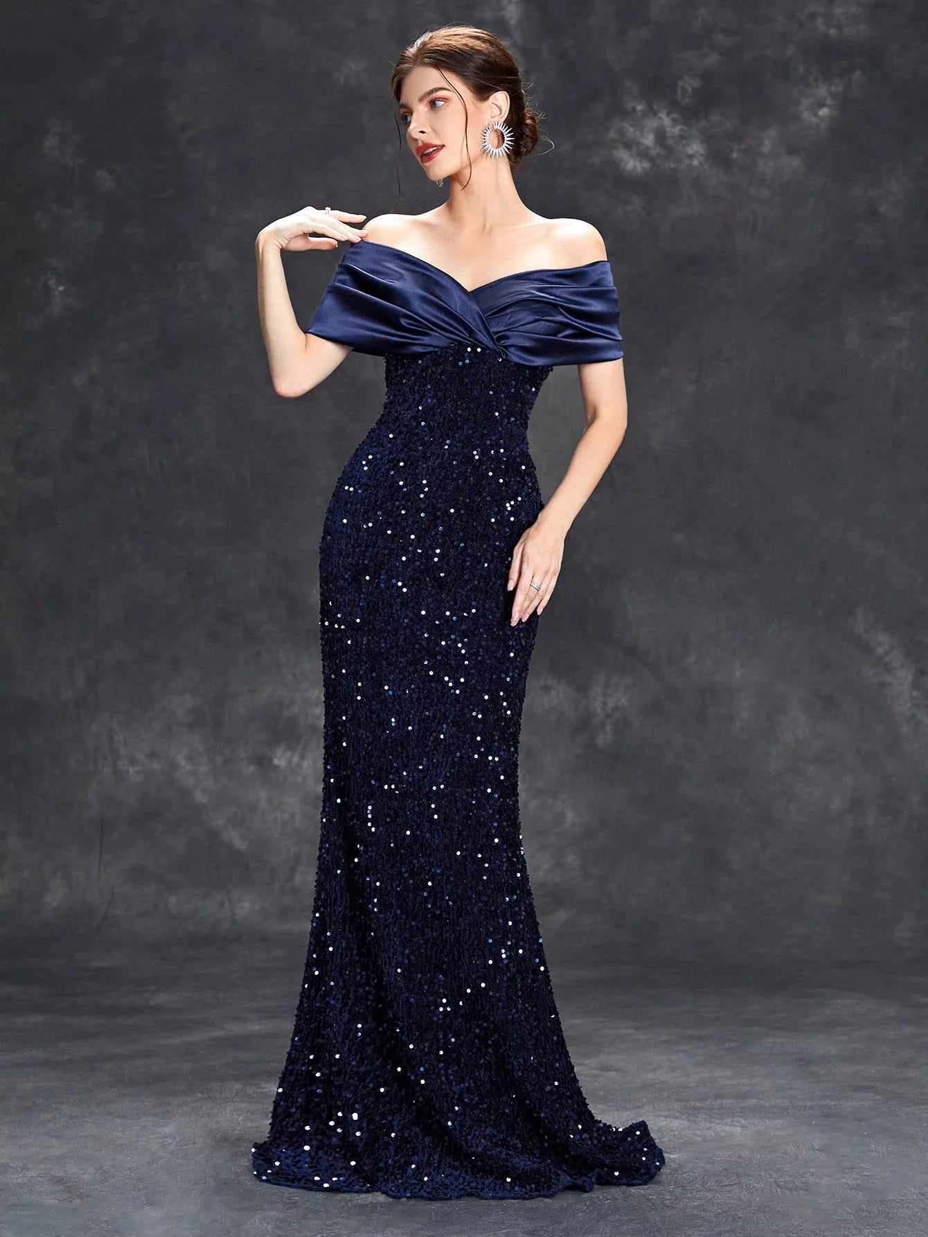 Sequin Velvet Fishtail Gown