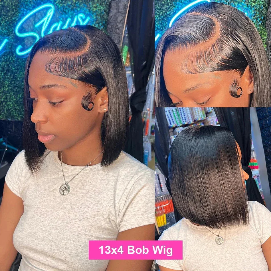 Straight Human Hair Brazilian Short Bob Wig