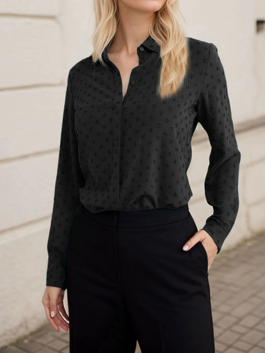 Women's Swiss Polka Dot Dressy Business Shirt