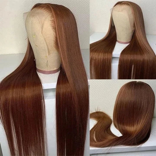Chocolate Brown Straight Lace Front Wigs