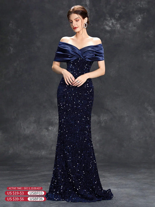 Sequin Velvet Fishtail Gown