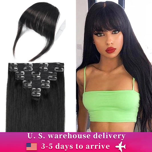 Clip in Bangs Hair Extensions Real Human Hair