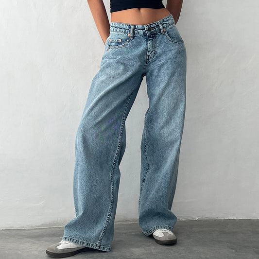 Low Rise Casual Straight Leg Jeans Denim