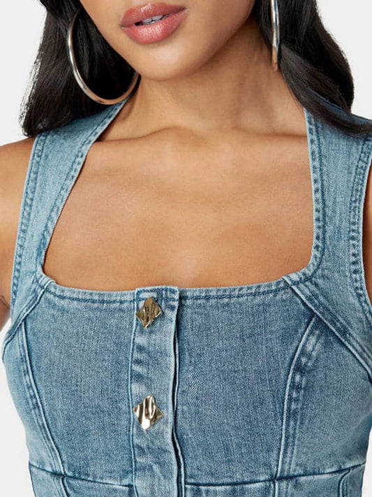 Denim Halter Tank Top