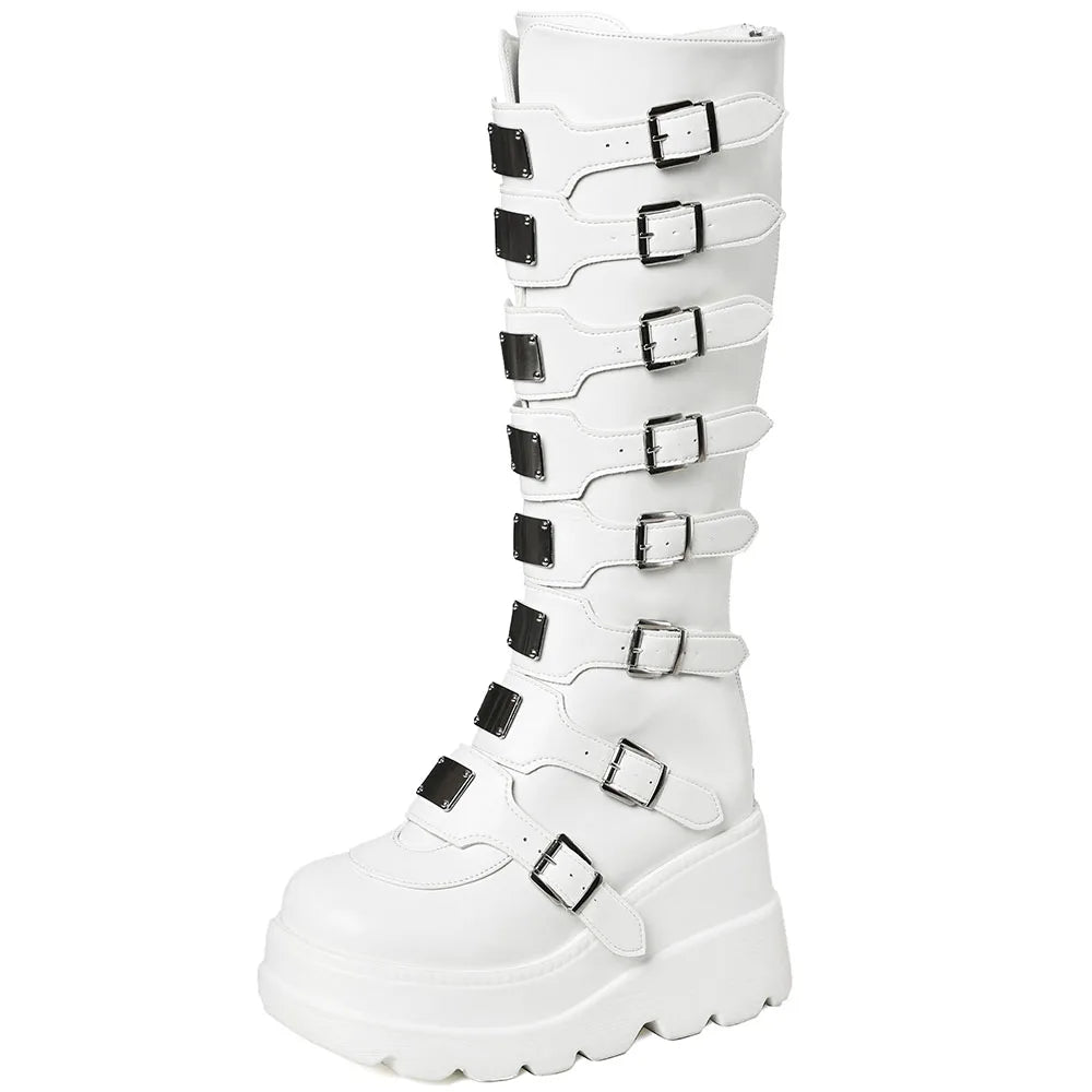 Punk Goth Knee High Boots