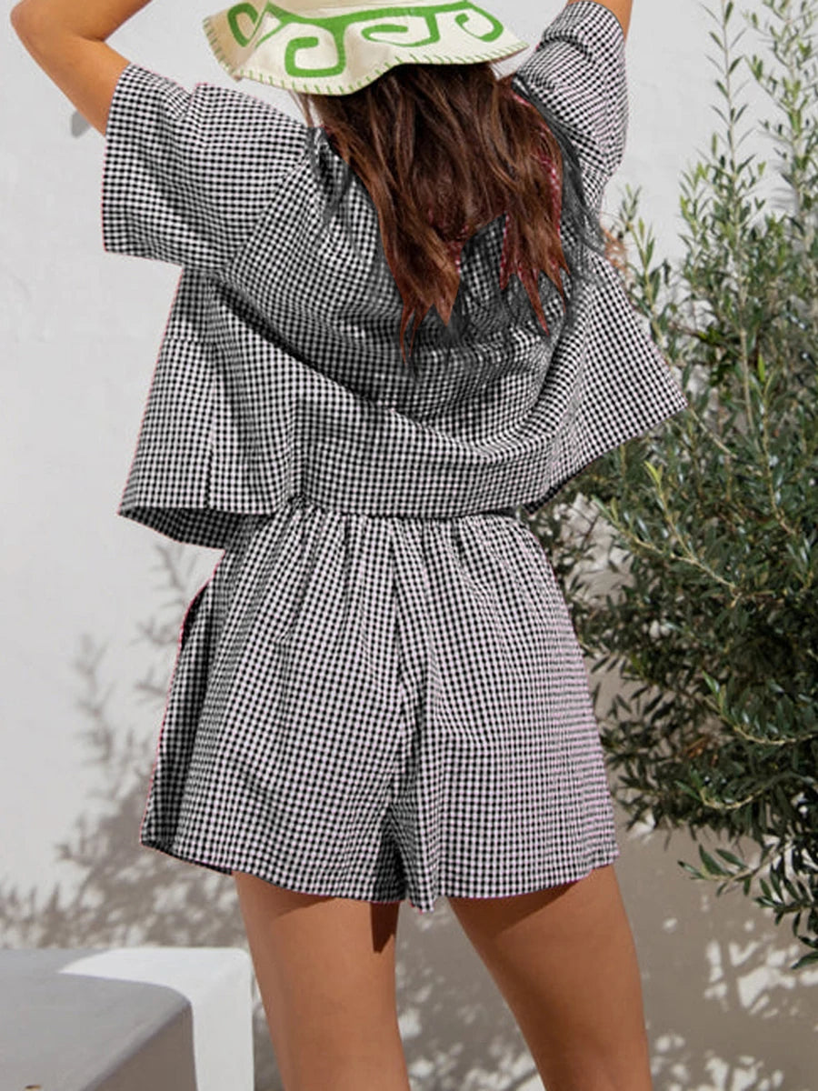 Short Sleeve Crop Top and High Waist Shorts