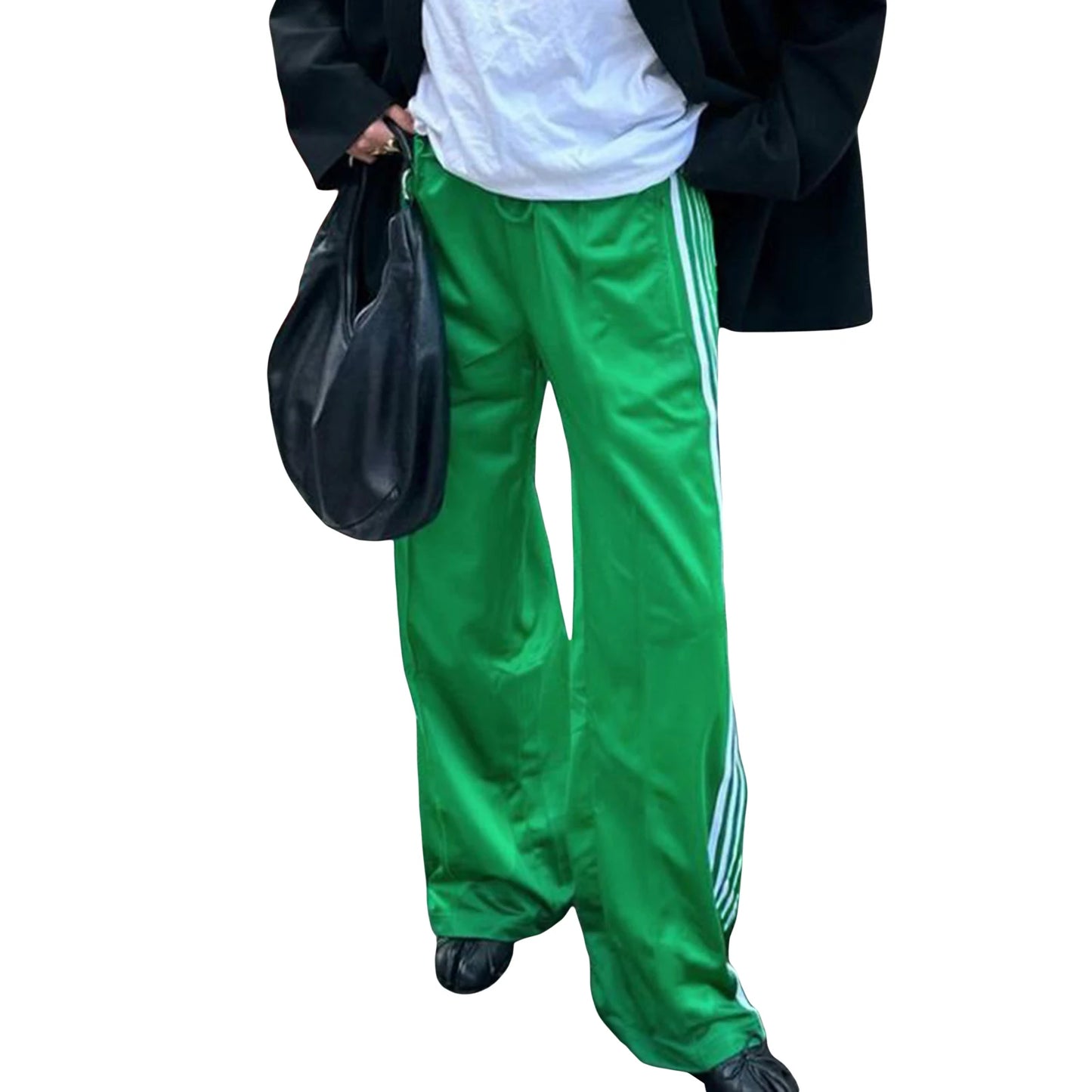Women's Striped Trousers with Drawstring and Side Pockets