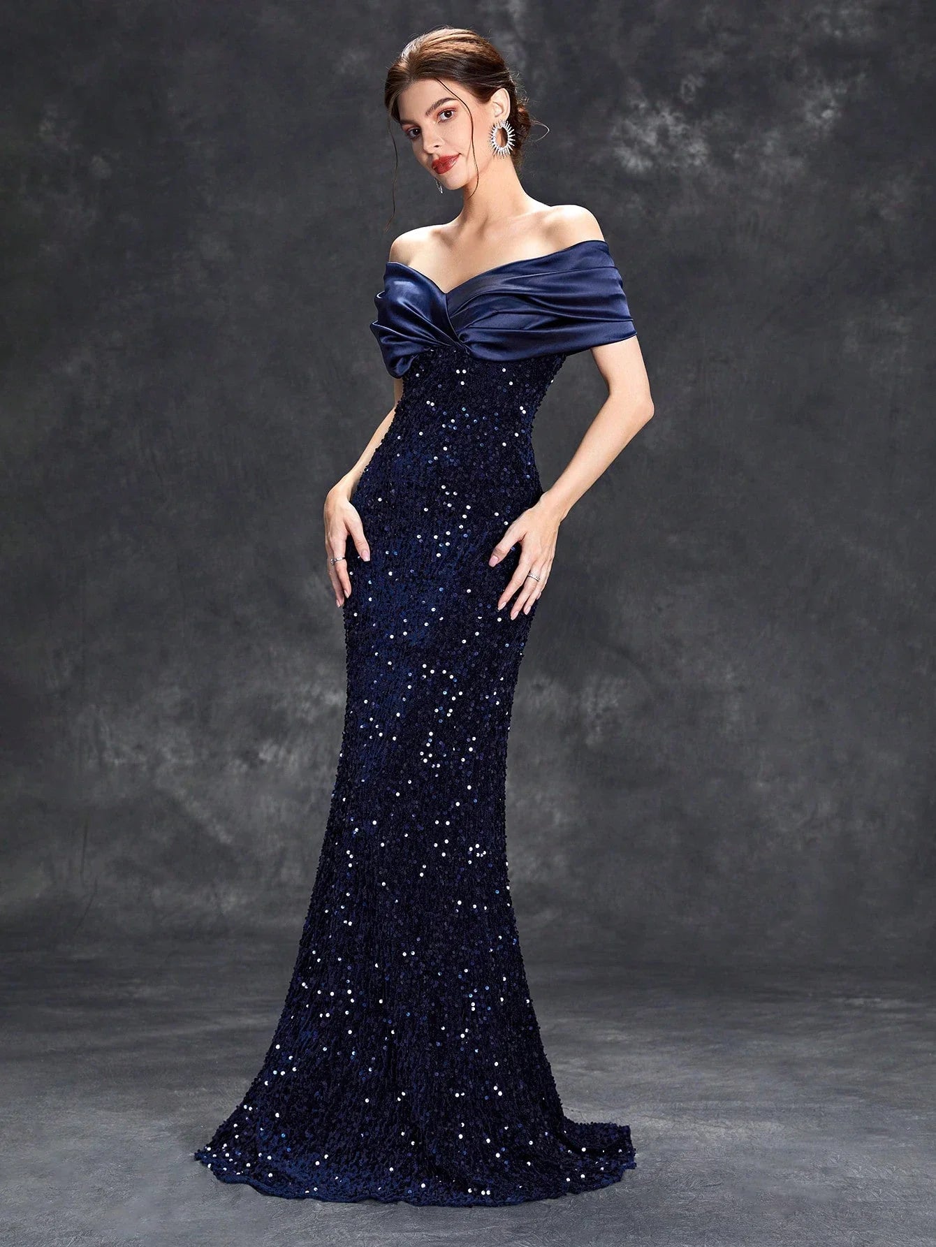 Sequin Velvet Fishtail Gown