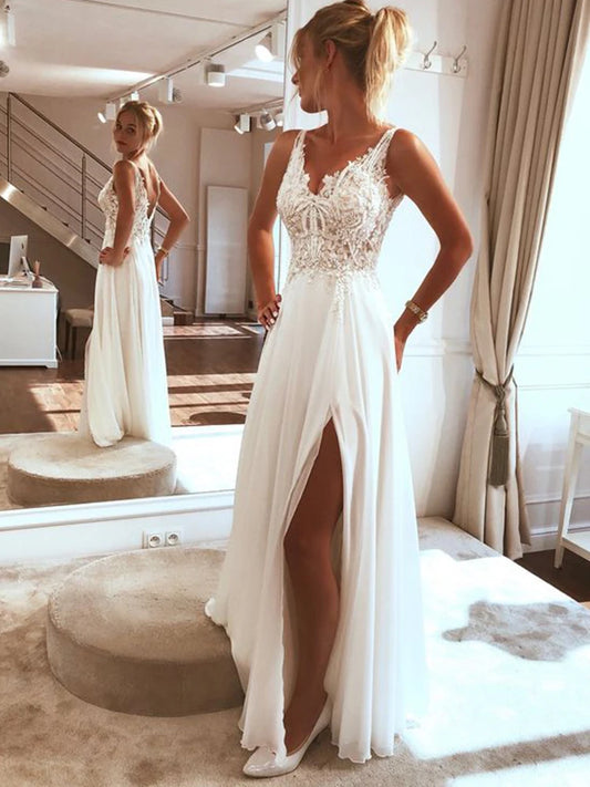 Elegant Spaghetti Strap Beach Boho Wedding